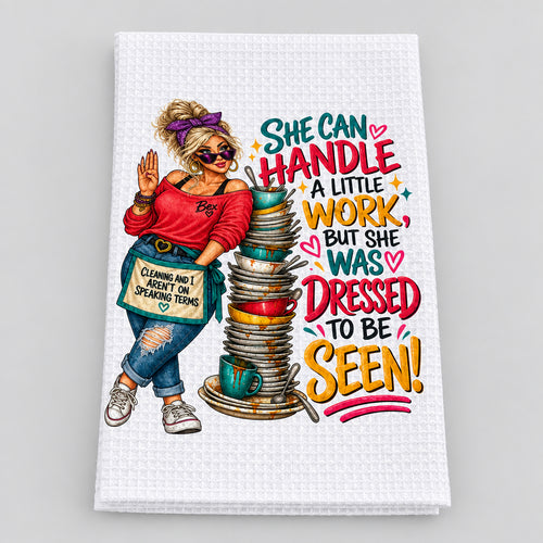 Bex "Dressed To Be Seen" Waffle Weave Kitchen Towel