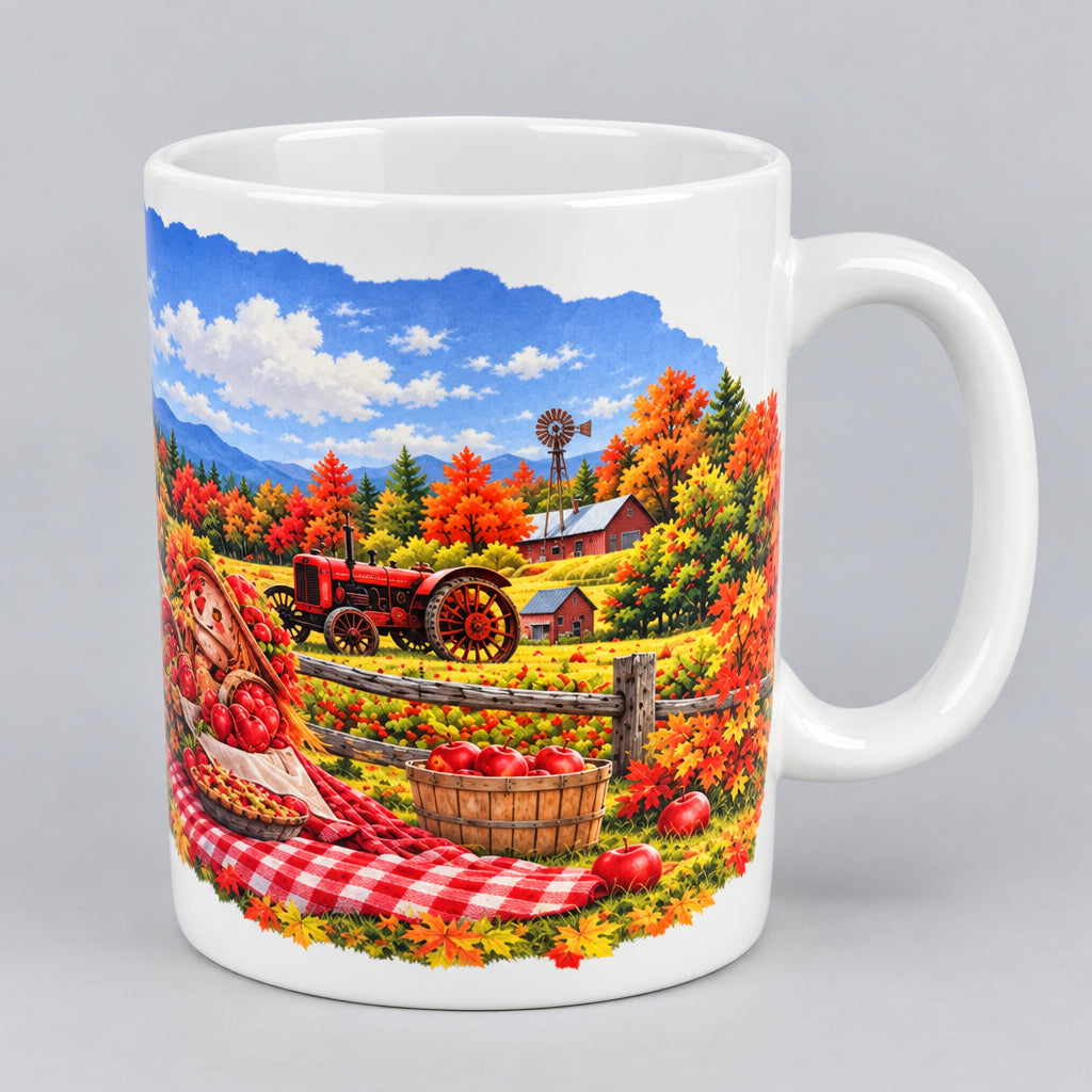 Scarecrow Family Harvest Ceramic Mug