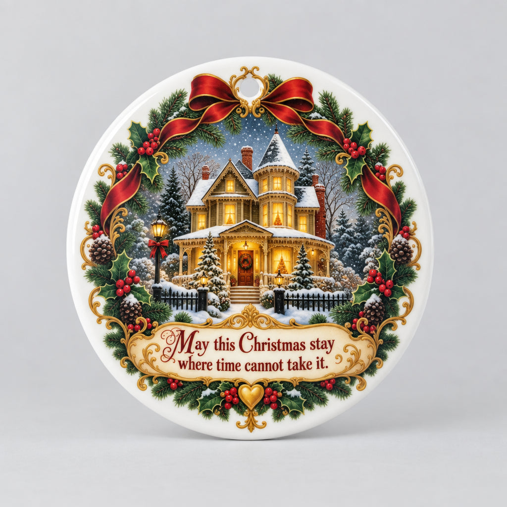 "May This Christmas Stay" Premium Porcelain Keepsake Ornament